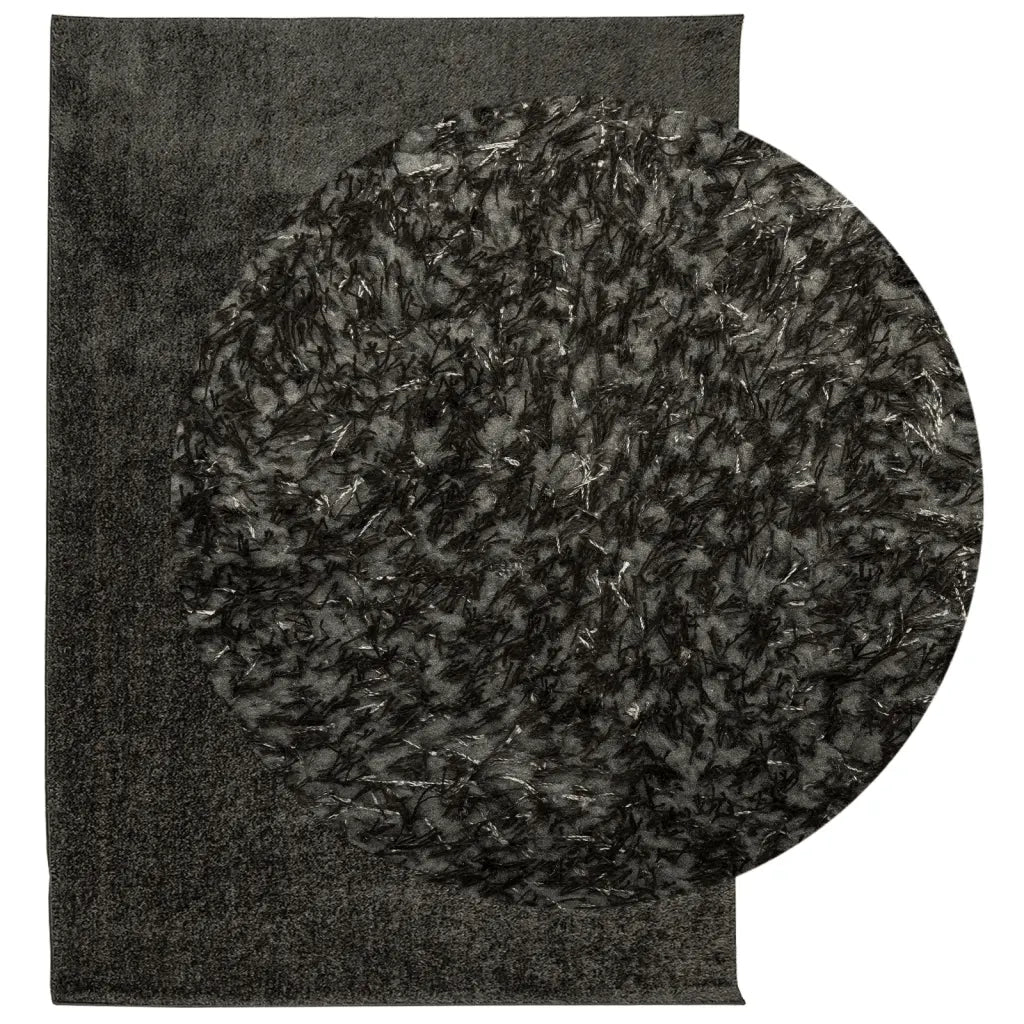 Tappeto a Pelo Lucido Lungo ISTAN Effetto Antracite 140x200 cm 375641