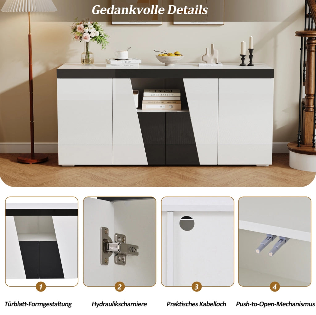 Credenza moderna con ante a contrasto e illuminazione LED