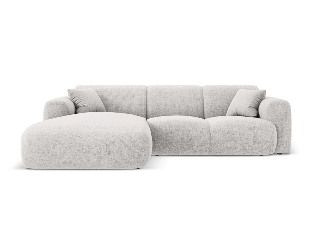 Cosmopolitan Design - Divano angolare sinistro "Nolio" 4 posti in ciniglia grigio chiaro 