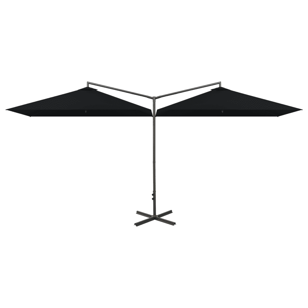 Ombrellone Doppio-Ombrellone da giardino con Palo in Acciaio Nero 600x300 cm