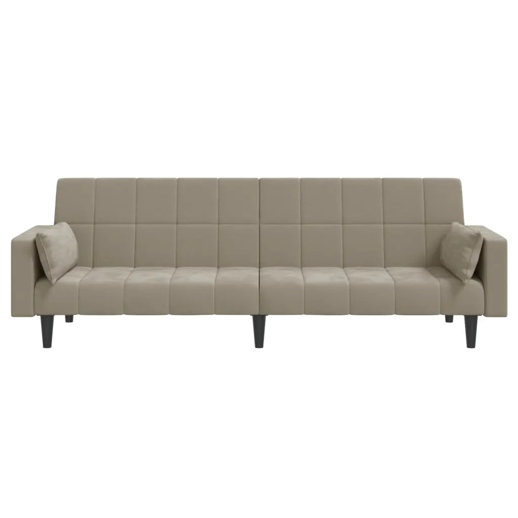 Divano Letto a 2 Posti con 2 Cuscini Grigio Chiaro in Velluto 375847