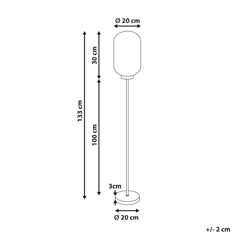 Lampada da terra con base in metallo dorato e paralume in vetro in stile moderno per soggiorno e camera da letto