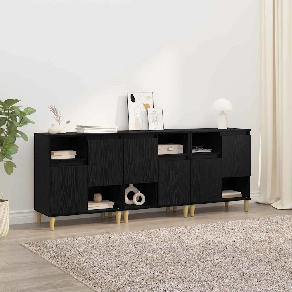Credenza | Sideboards 3 pcs Rovere Nero 60 x 35 x 70 cm Legno multistrato