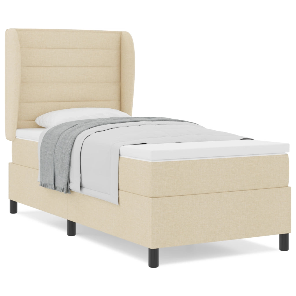 Letto a Rete con Materasso Crema 90x190 cm Tessuto