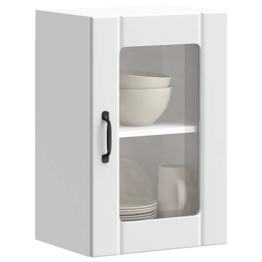 vidaXL Pensile da Cucina con Porta in Vetro Lucca Bianco