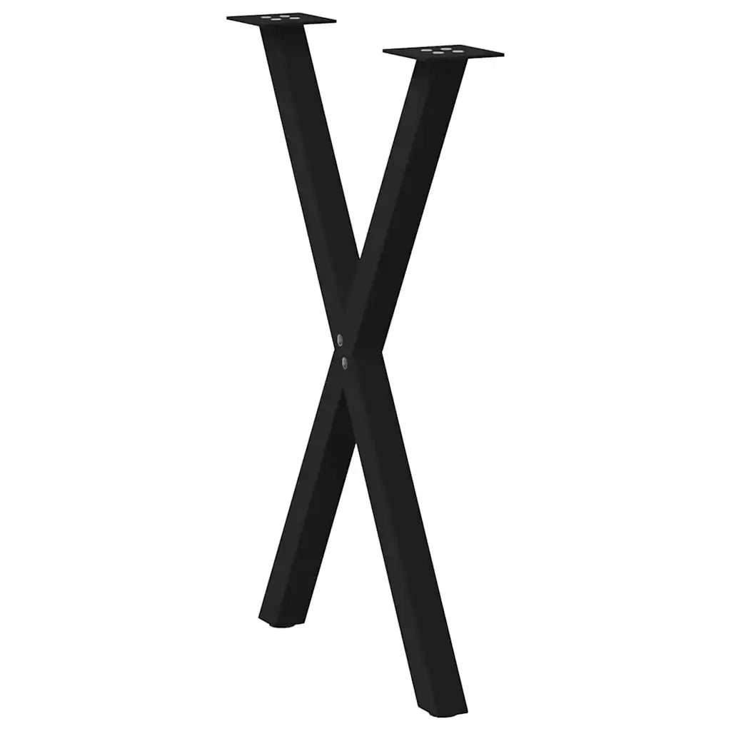 Gambe per tavolo da pranzo a forma di X 2 pz nere 57x(72-73) cm in acciaio 4012912