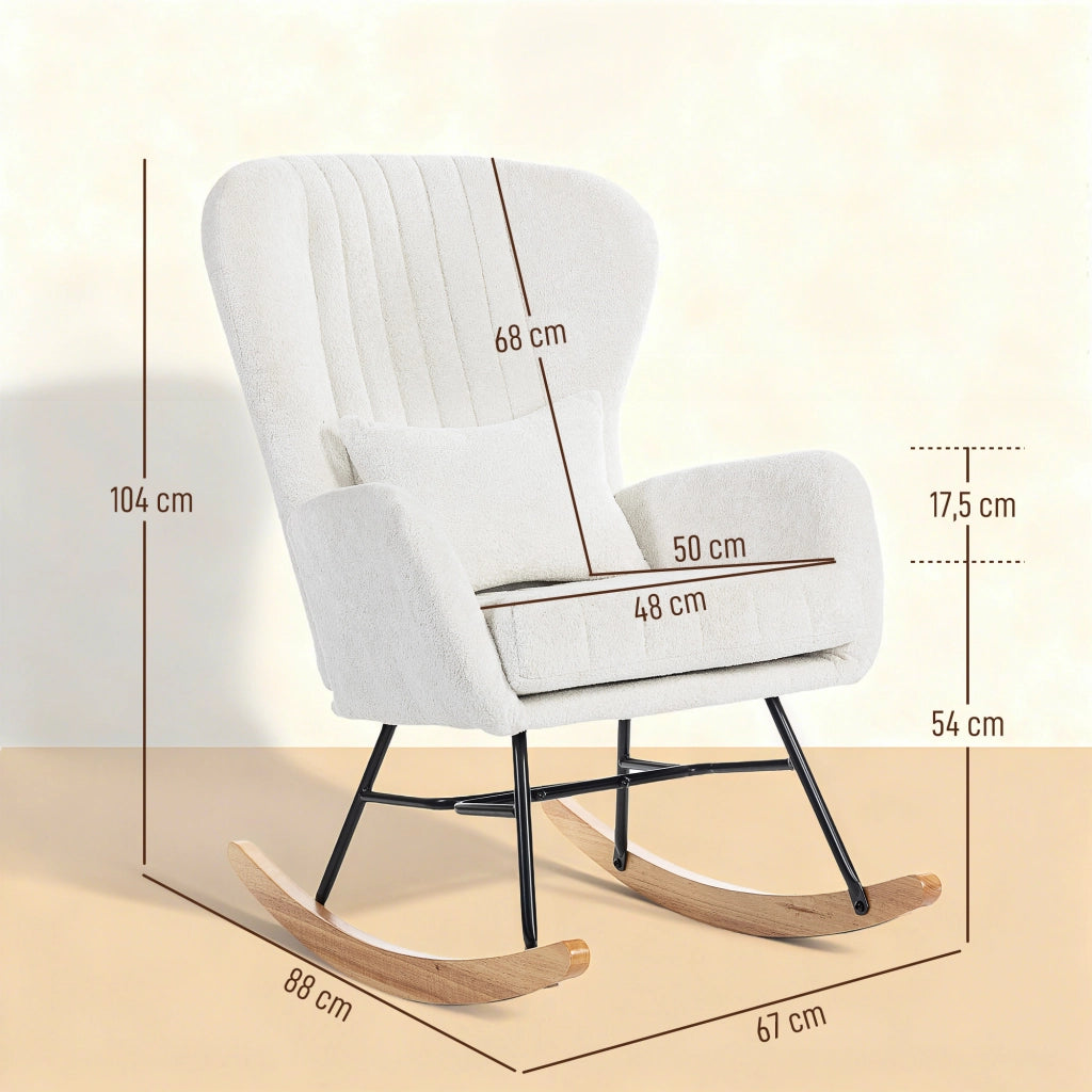 Poltrona a dondolo con cuscino imbottita ¨C zephmum ¨C bianco 67x88x104 cm