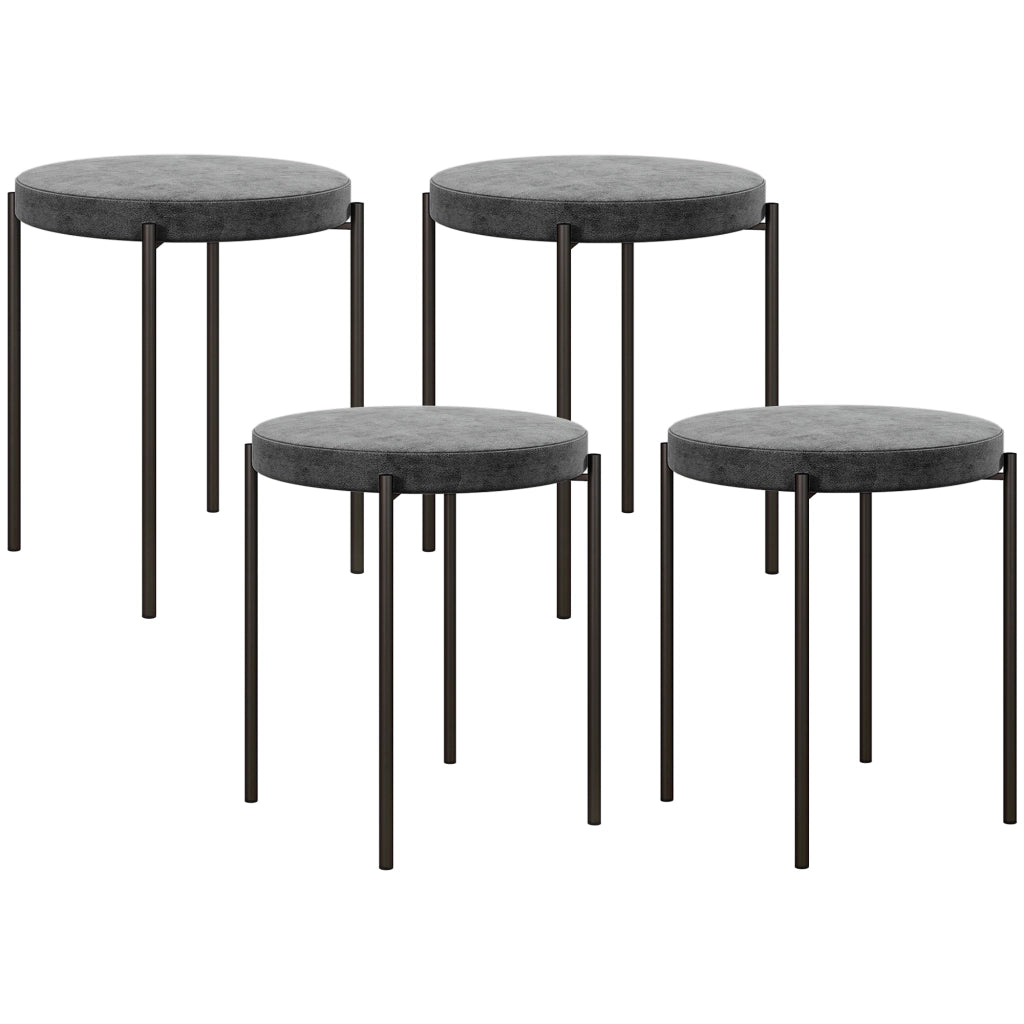 Set di 4 sgabelli da cucina imbottiti in velluto ¨C zephmum ¨C 41,5x41,5x46 cm, grigio scuro