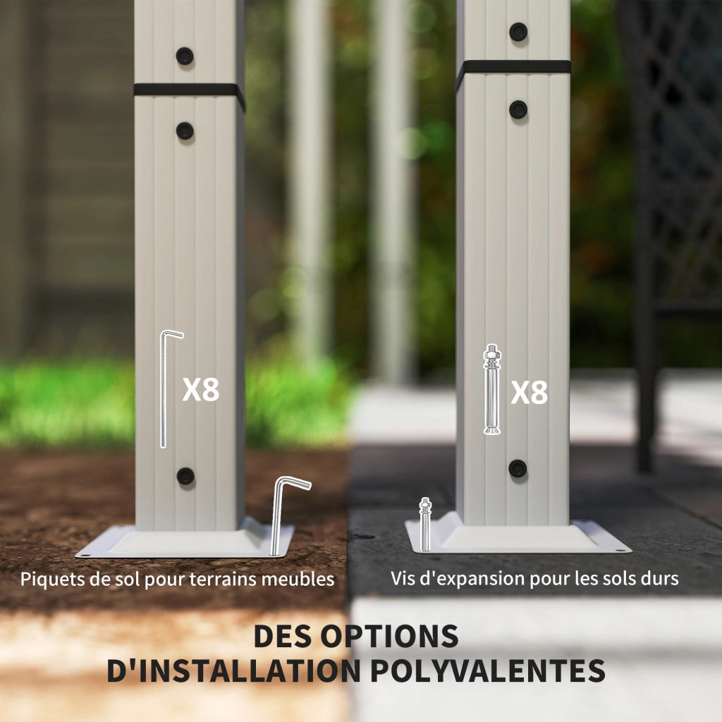 Pergola da giardino ¨C zephmum ¨C alluminio, bianco, 3x4m, toit r¨¦tractable