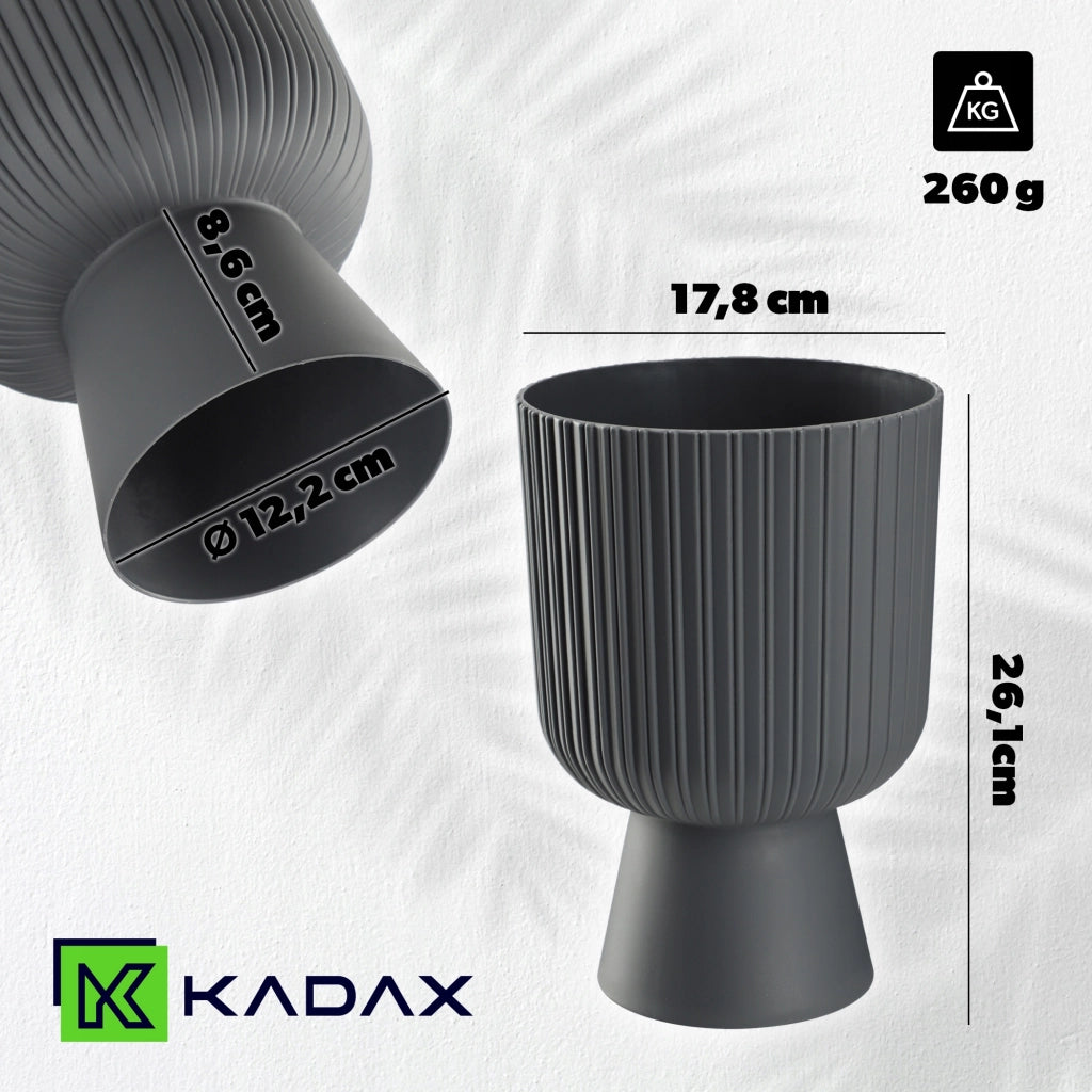 Vaso da fiori KADAX, vaso per piante da giardino, copertura in plastica, 18 cm, supporto per fiori, grigio