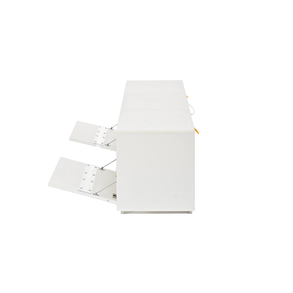Mobile TV 160x35x44.5 cm con illuminazione RGB; ripiani interni; in truciolare; bianco