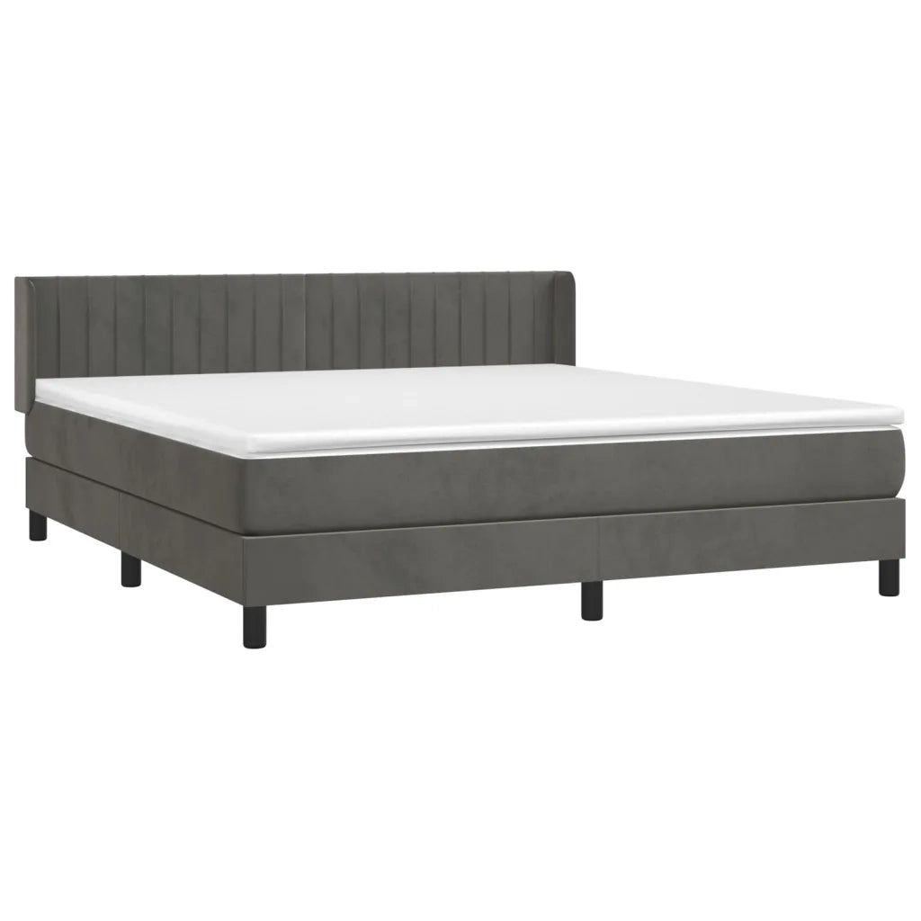 Giroletto a Molle con Materasso Grigio Scuro 160x200 cm Velluto 3131088