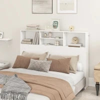 Testiera Letto con 4 Scomparti Aperti, 140 x 19 x 103,5 cm, Bianco