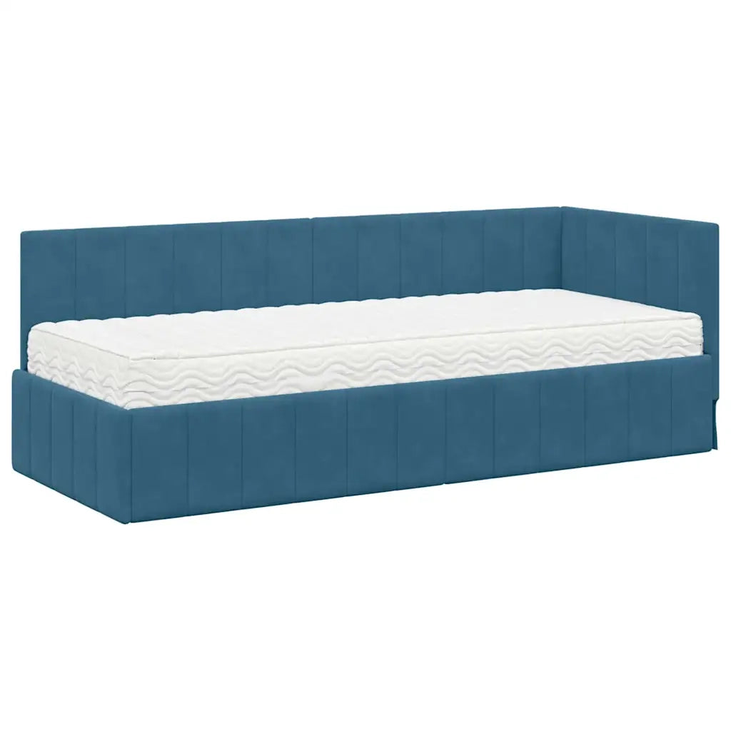 Struttura Letto Angolare con Materasso 2 pcs Blu Velluto 3393837