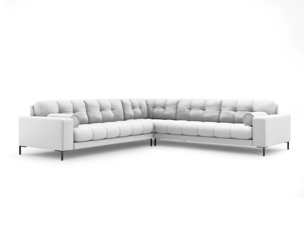 Cosmopolitan Design - Divano angolare reversibile "Bali" 6 posti in tessuto strutturato grigio chiaro 