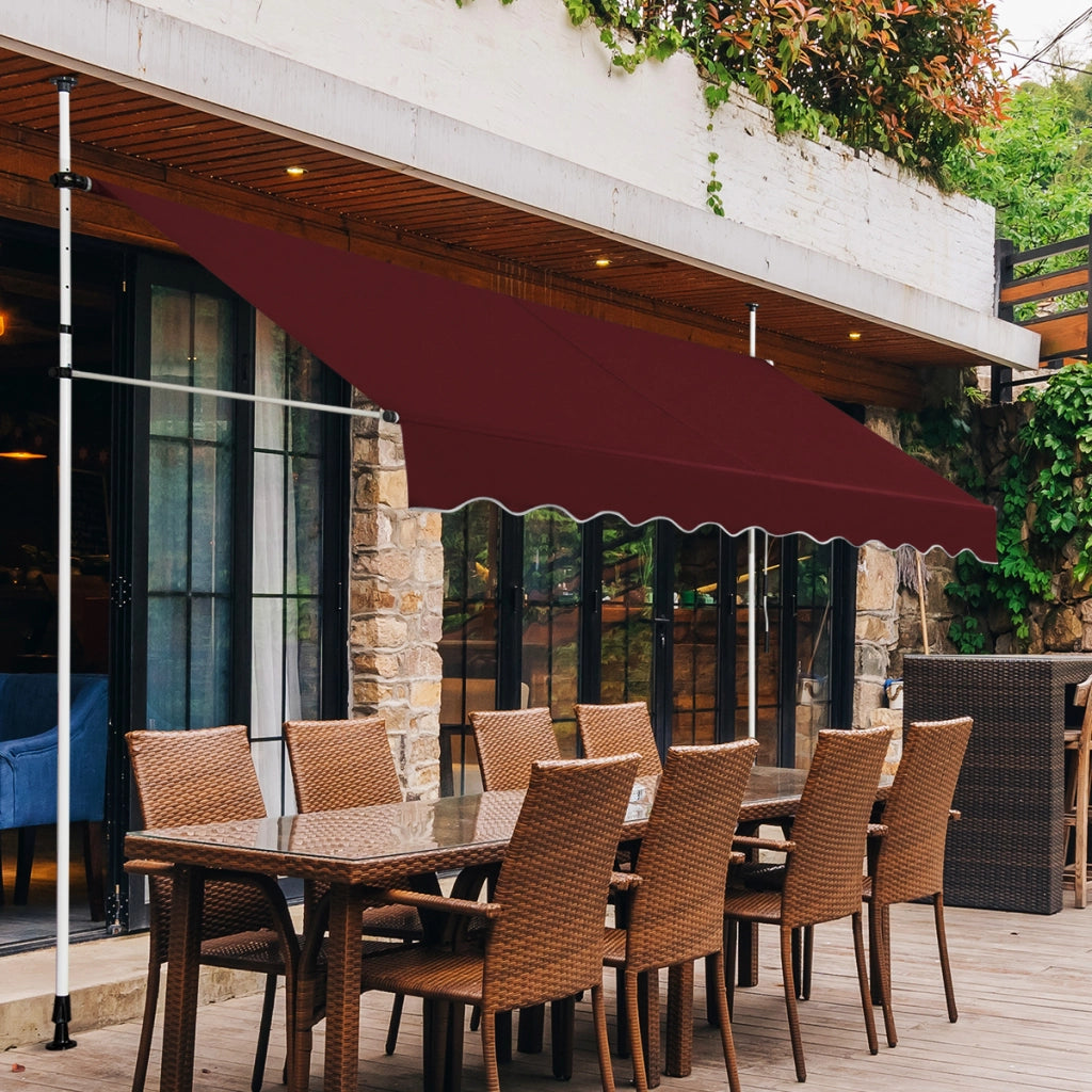 Tenda da sole telescopica e retrattile, Tenda parasole resistente ai raggi UV impermeabile 300 x 120 cm Rosso-Tende parasole