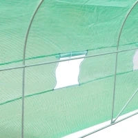 Serra per Orto a Tunnel 4.5x3x2m con Tetto Spiovente in PE e Tubi d'Acciaio Verde Scuro