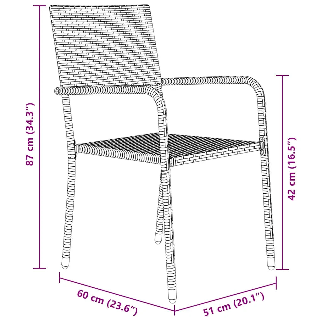 Set da Pranzo per Giardino con cuscino 7 pcs Nero polyrattan 3380040