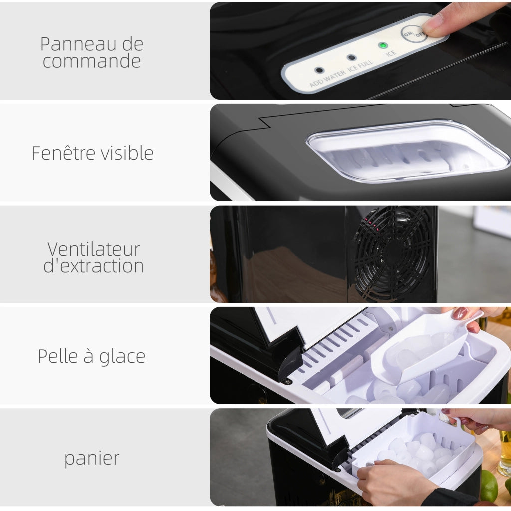 Macchina del Ghiaccio Portatile Autopulente ¨C Zephmum ¨C 12kg/24h Nero PP