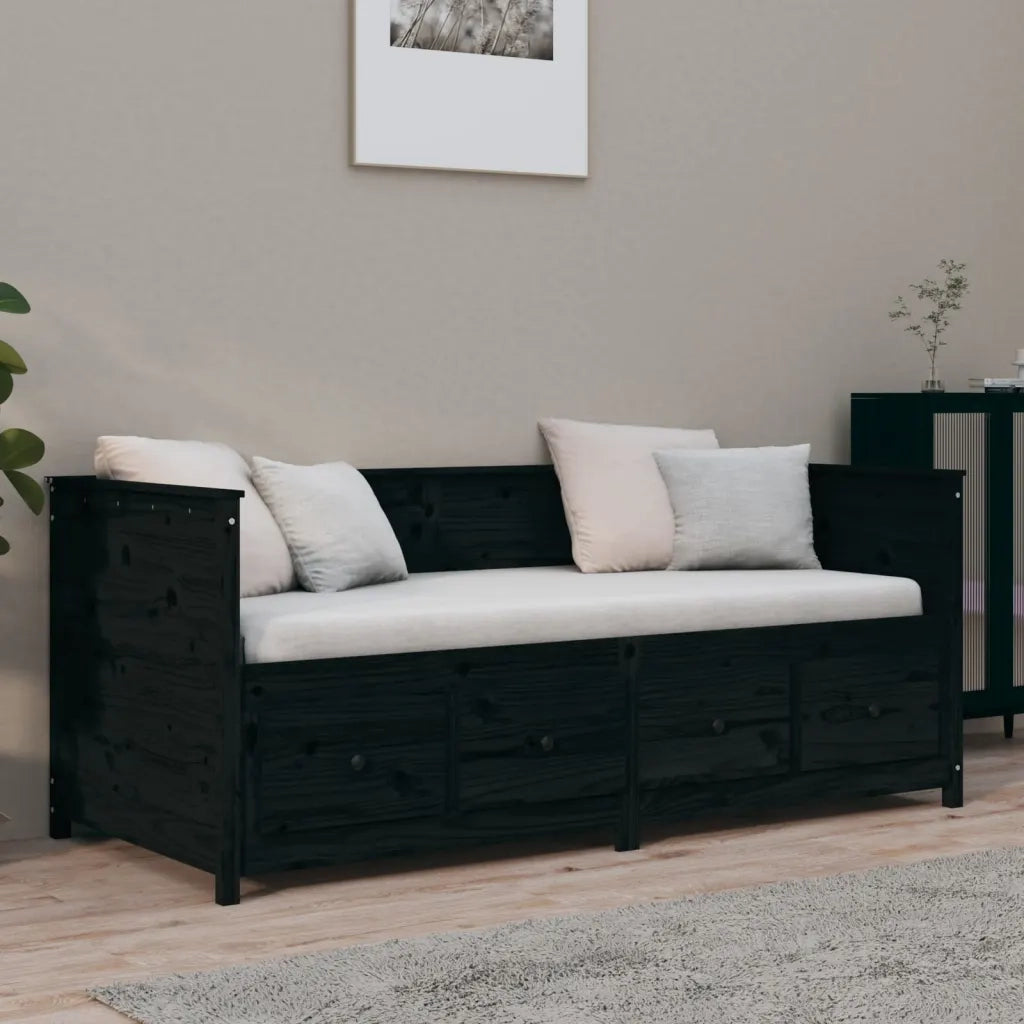 Dormeuse Nera 90x190 cm in Legno Massello di Pino cod mxl 58311