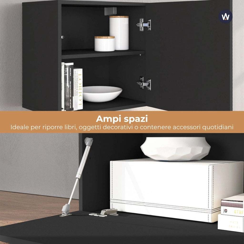 WHOUS Parete attrezzata Chronos set soggiorno antracite opaco e rovere 180/260x40 cm