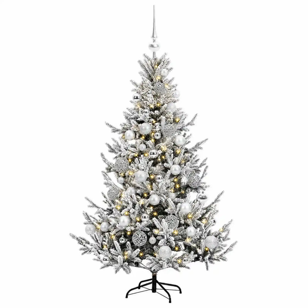 Albero di Natale artificiale con palline 120 cm 150 LED 3465975