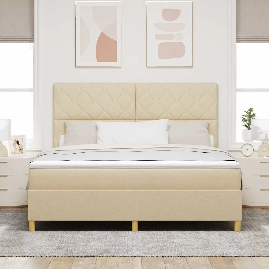 Letto a molle con testiera Crema 180 x 200 cm Tessuto 3339719