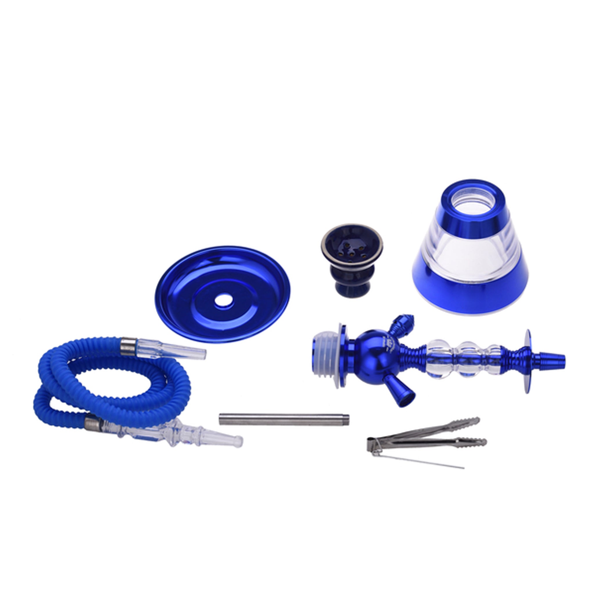 Bong Per Narghilè Blu 35cm Con Vaso In Acrilico Pinze E Camino In Ceramica - 40508107