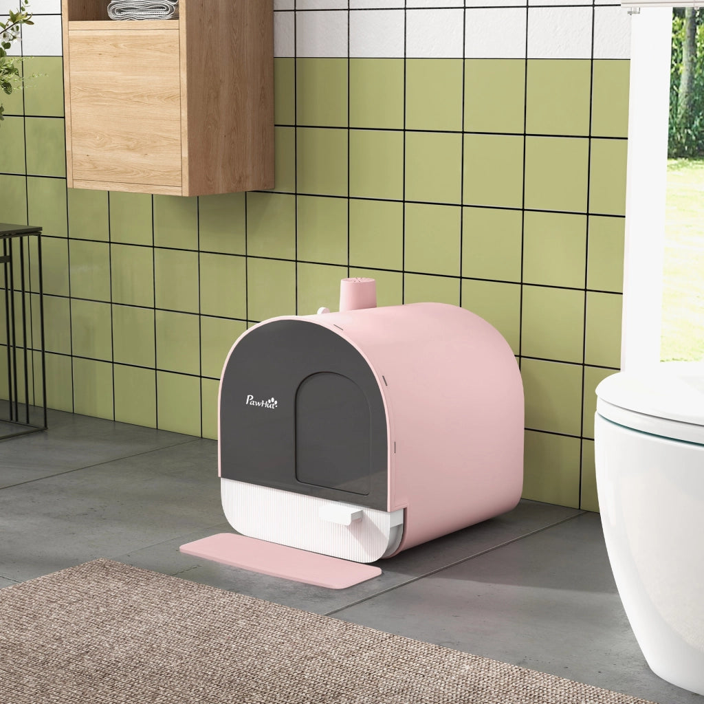 Casetta per Gatti con Vassoio Estraibile e Filtro ¨C Zephmum ¨C Rosa 43x44x47 cm