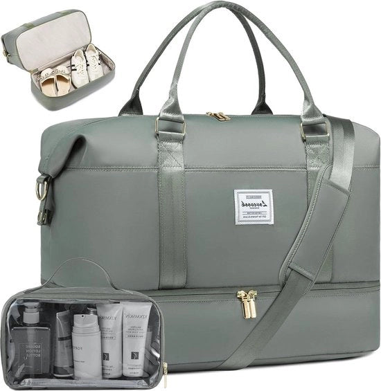 Valigetta per donna con tasca per scarpe - borsa a mano per weekend - grande valigetta a mano - valigetta duffel con tasche superiore e inferiore per scarpe