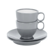 Brunner 0830066C.C06 Pearl Deep Sea Set Tazzine Espresso 2 pezzi con Piattino Melamina BPA Free Antislip colore Grigio