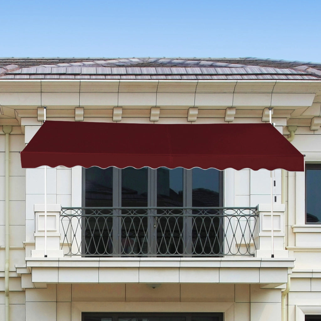 Tenda da sole telescopica e retrattile ai raggi UV impermeabile con manovella, Tenda parasole resistente 350x125cm Rosso-Tende parasole