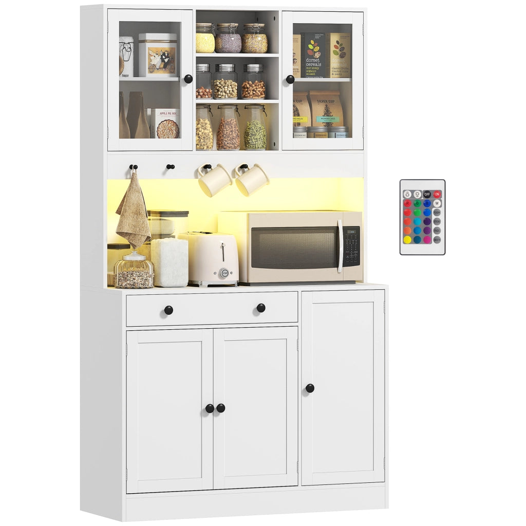 Armadio con ante scorrevoli, cassetto e illuminazione LED ¨C zephmum ¨C Bianco