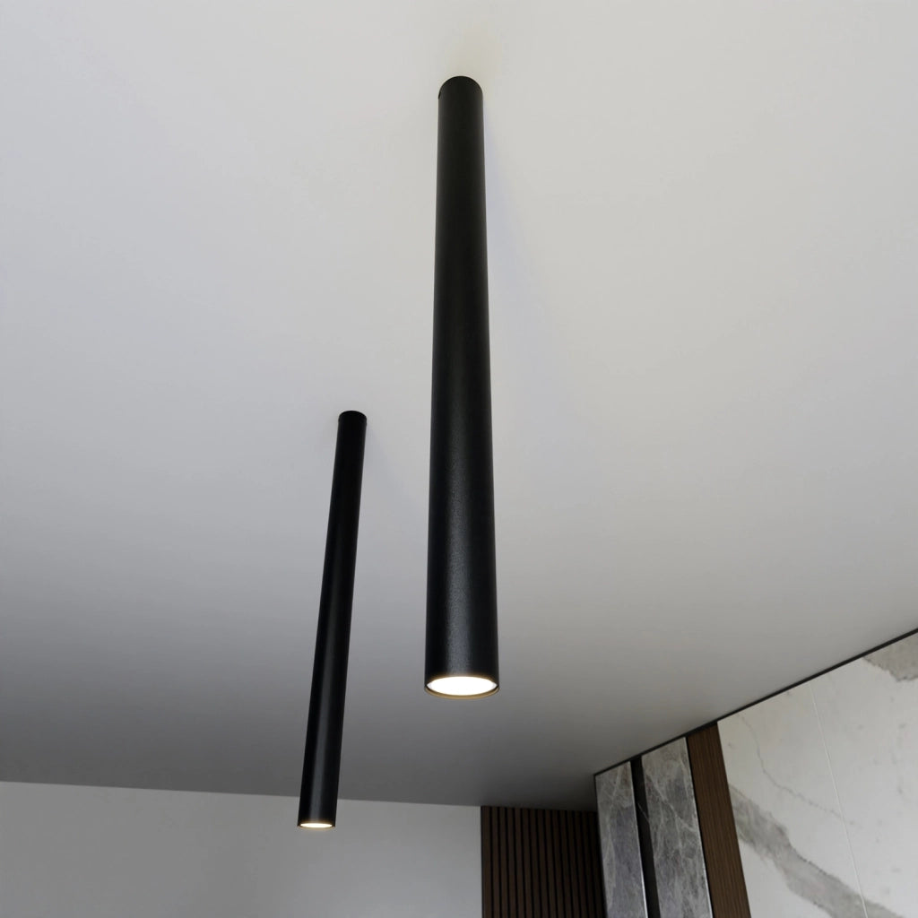 Plafoniera Moderna Faretto Marduk 1 Luce Acciaio Nero 80 Cm