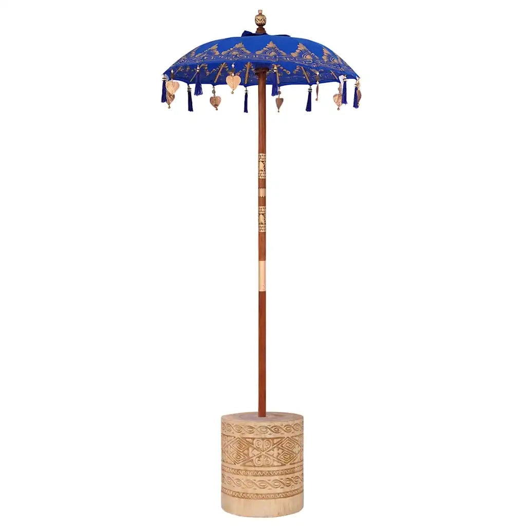 Parasol con Base Blu e Marrone 250 cm Cotone e Legno 3356910