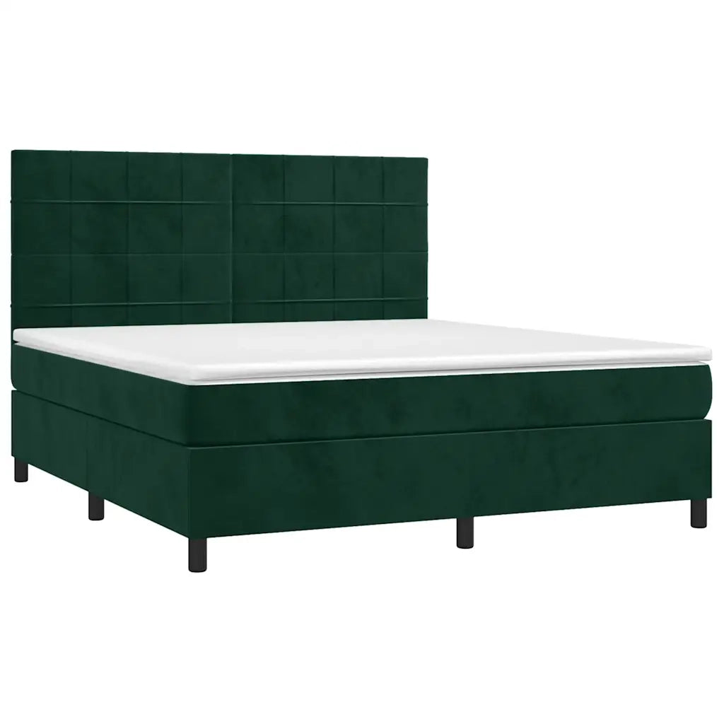 Letto a Molle con Materasso e LED Verde Scuro 180x200cm Vellutocod mxl 99077