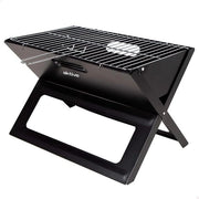 Griglia portatile pieghevole a barre nere rettangolare maniglia portatile 45x29x30cm facile da montare e trasportare per barbecue, campeggio e terrazza.