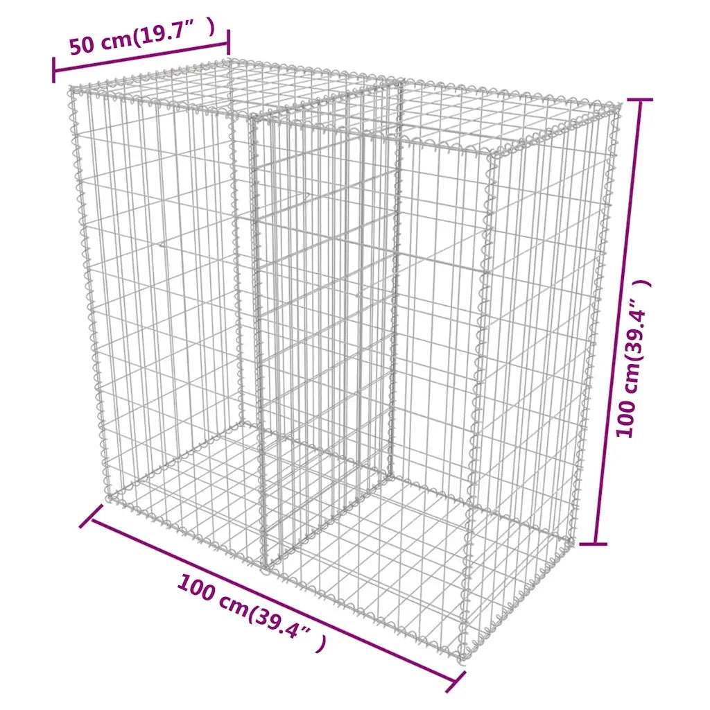 Gabbione in Rete in Acciaio Zincato 100x50x100 cm 142550