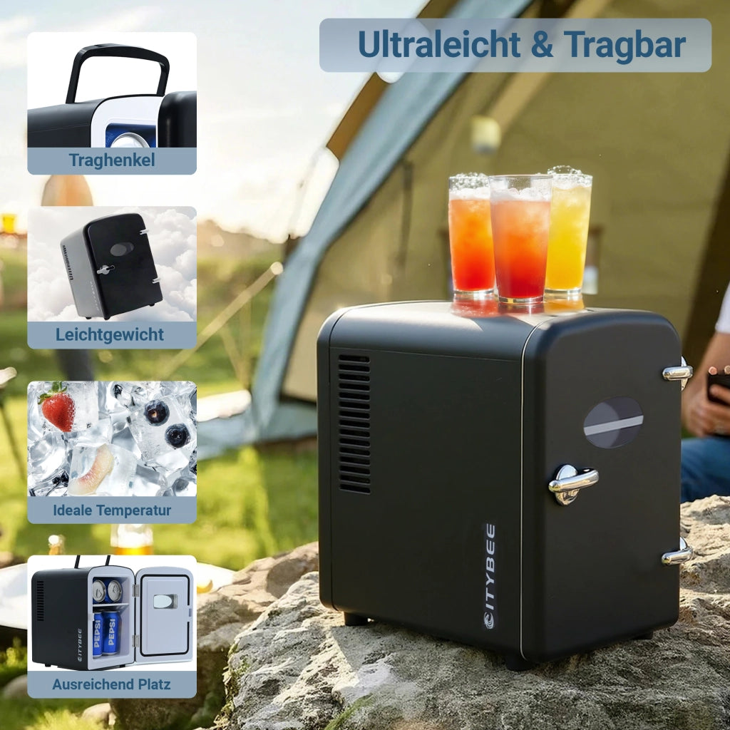 ZMH Mini frigo 4L nero 12V/230V silenzioso per auto campeggio ufficio