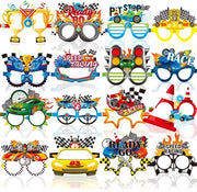 Decorazioni per Festa 32 pezzi - Occhiali da Vista in Carta - Tema Auto da Corsa - Accessori per Fotobooth - Stili Innovativi - Disegno Divertente - Articoli per Festa