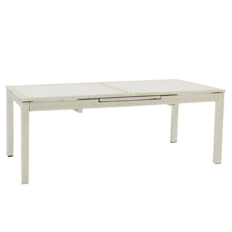Tavolo polyrattan adila bianco ghiacciorett. cm 160/220x100h76 allungabile