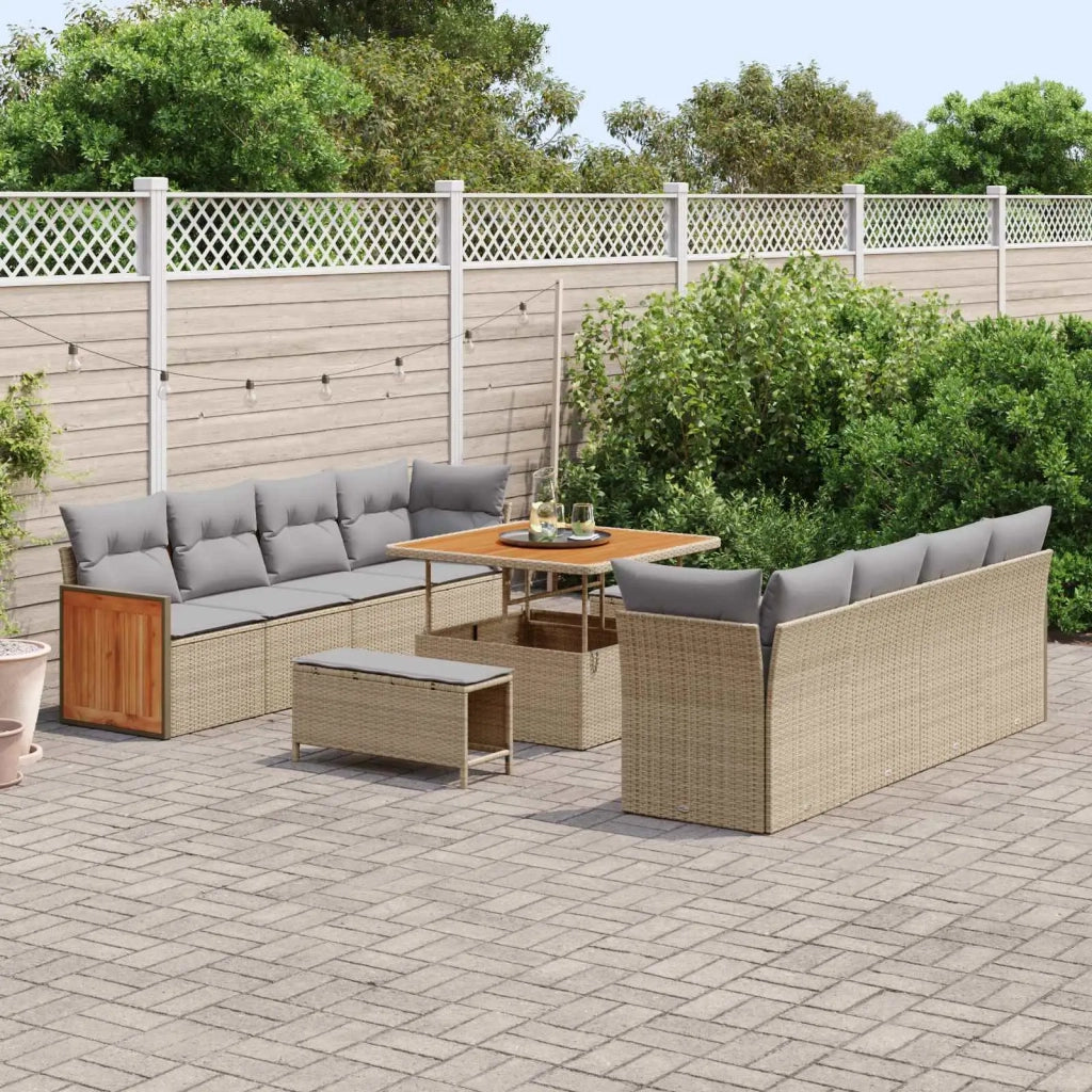 Set Divano da Giardino con cuscino 11 pcs Beige e Grigio Chiaro 3363157