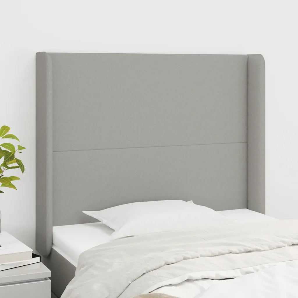 Testiera | Testata ad Orecchio Grigio Chiaro 93x16x118/128 cm in Tessuto