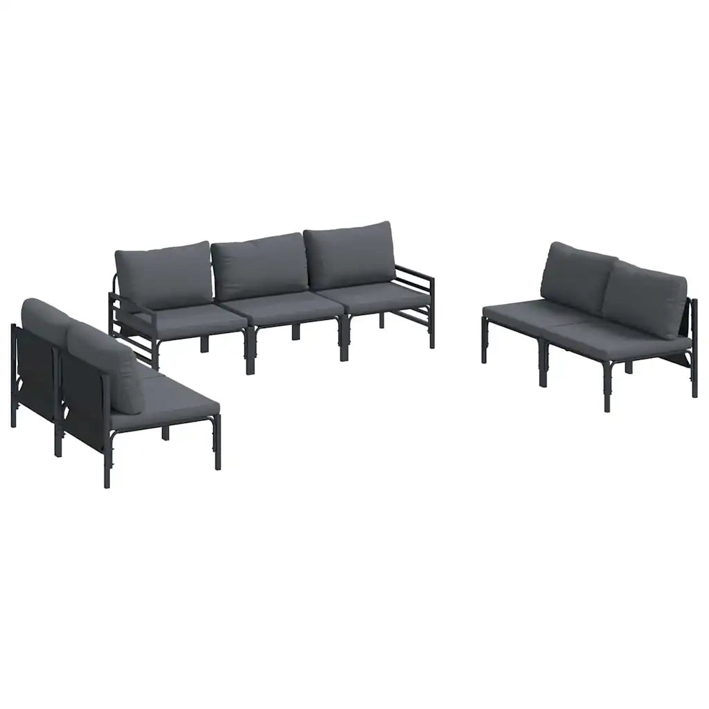 Set Divano da Giardino con cuscino 7 pcs Nero Acciaio 3378980