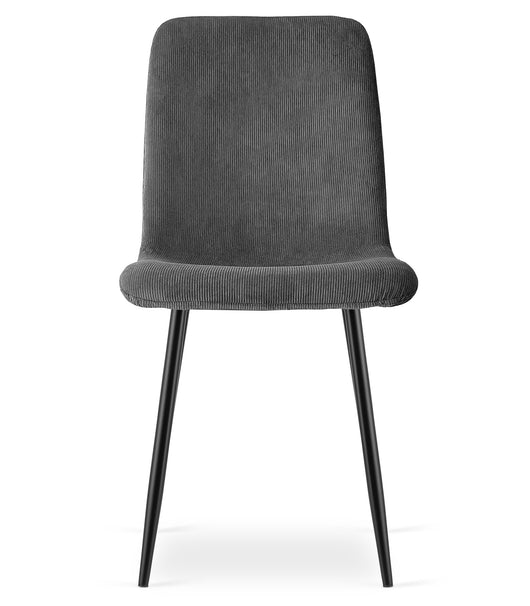 Poltrona imbottita VALORA RIFT per soggiorno - Velluto a coste grigio / Gambe nere