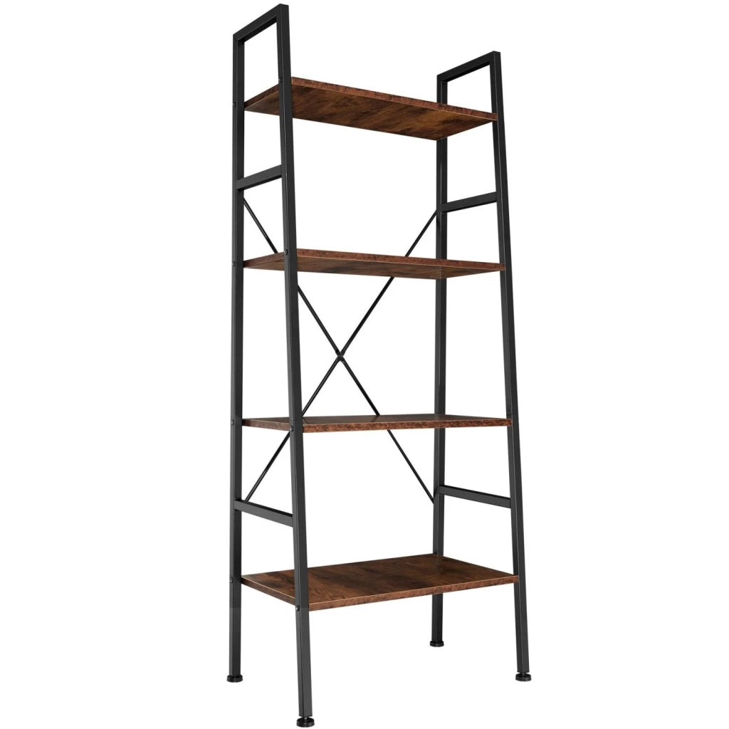 Libreria grande in stile industriale/vintage con 4 ripiani 150 cm marrone 08_0000264