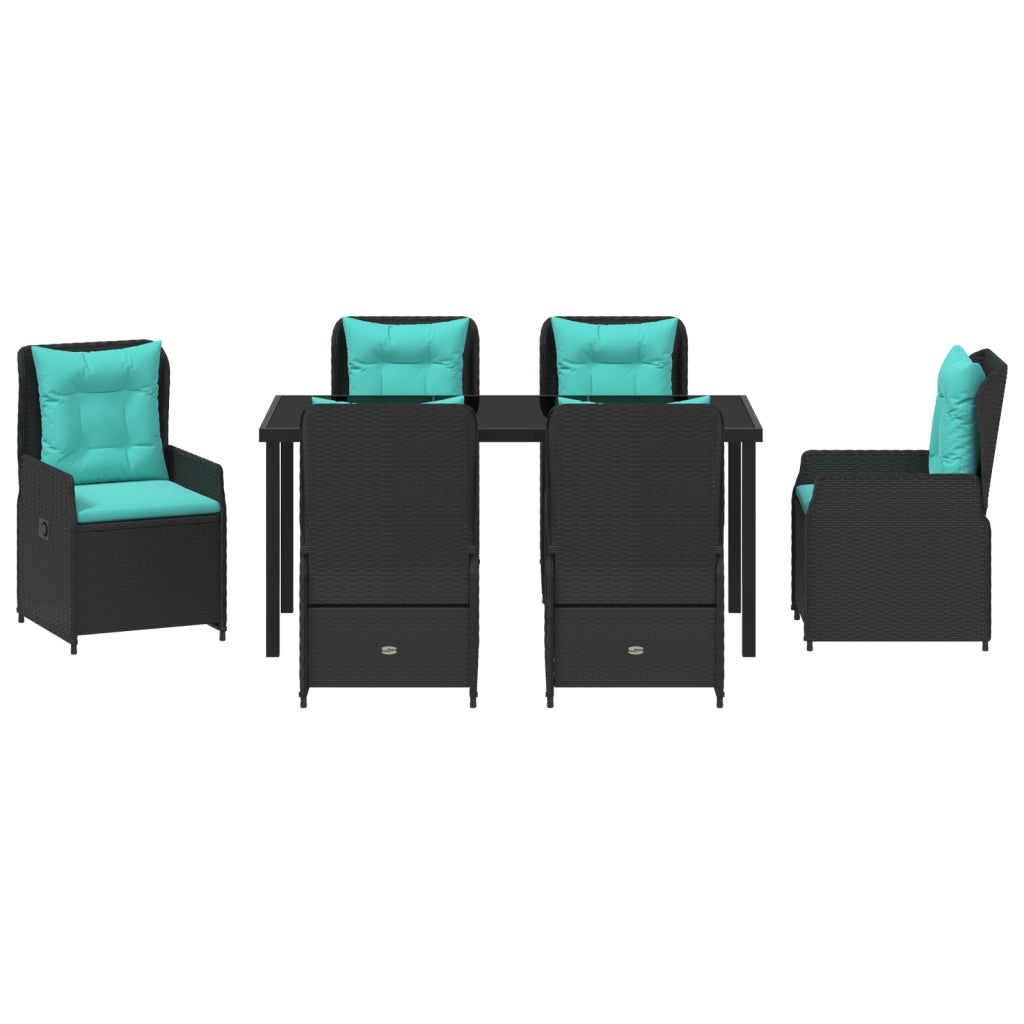 Set da Pranzo da Giardino in Rattan Nero