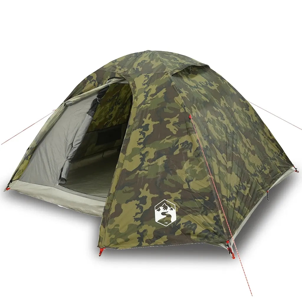 Tenda da Campeggio a Cupola 3 Persone-Tenda per Escursionismo Mimetica Impermeabile