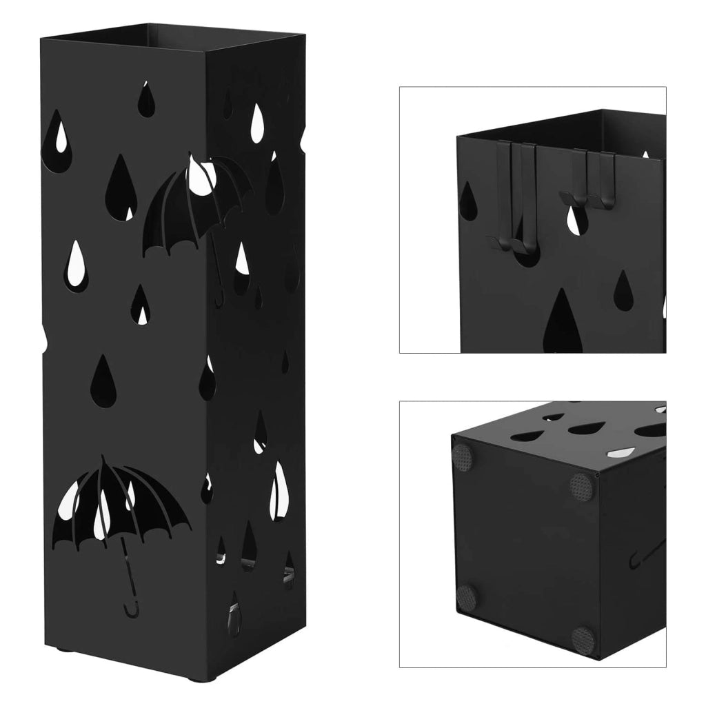 Portaombrelli Valora LUC49B in metallo nero dal design moderno per l'ingresso