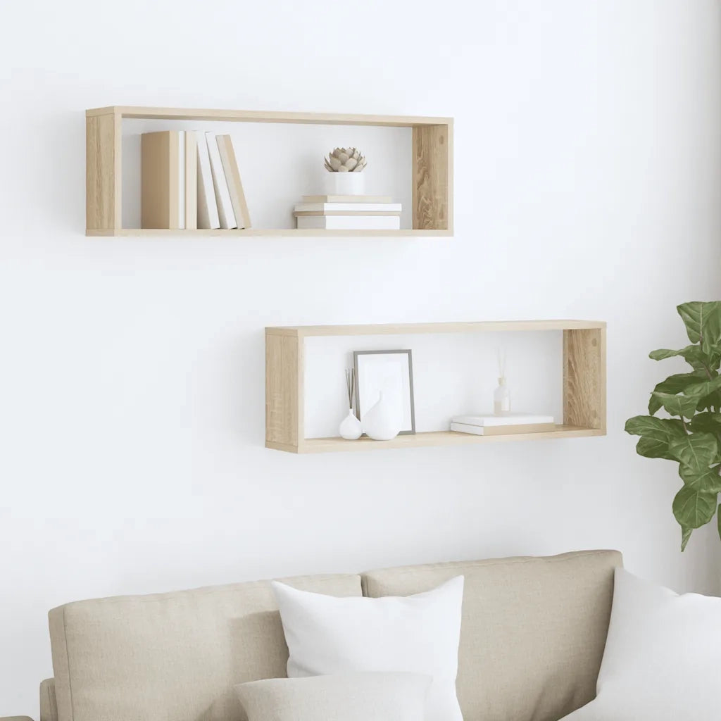 Mensole Parete Cubo 2pz Rovere Sonoma 80x15x26,5cm Multistrato 807115